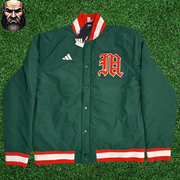 adidas Other - Adidas Miami Hurricanes Coaches Dugout Jacket Dark Green JM9976 Men's Size M